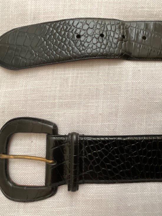 Vintage Lauren Ralph Lauren Wide Black Croc-Embossed Italian Leather Belt Size L main image 13